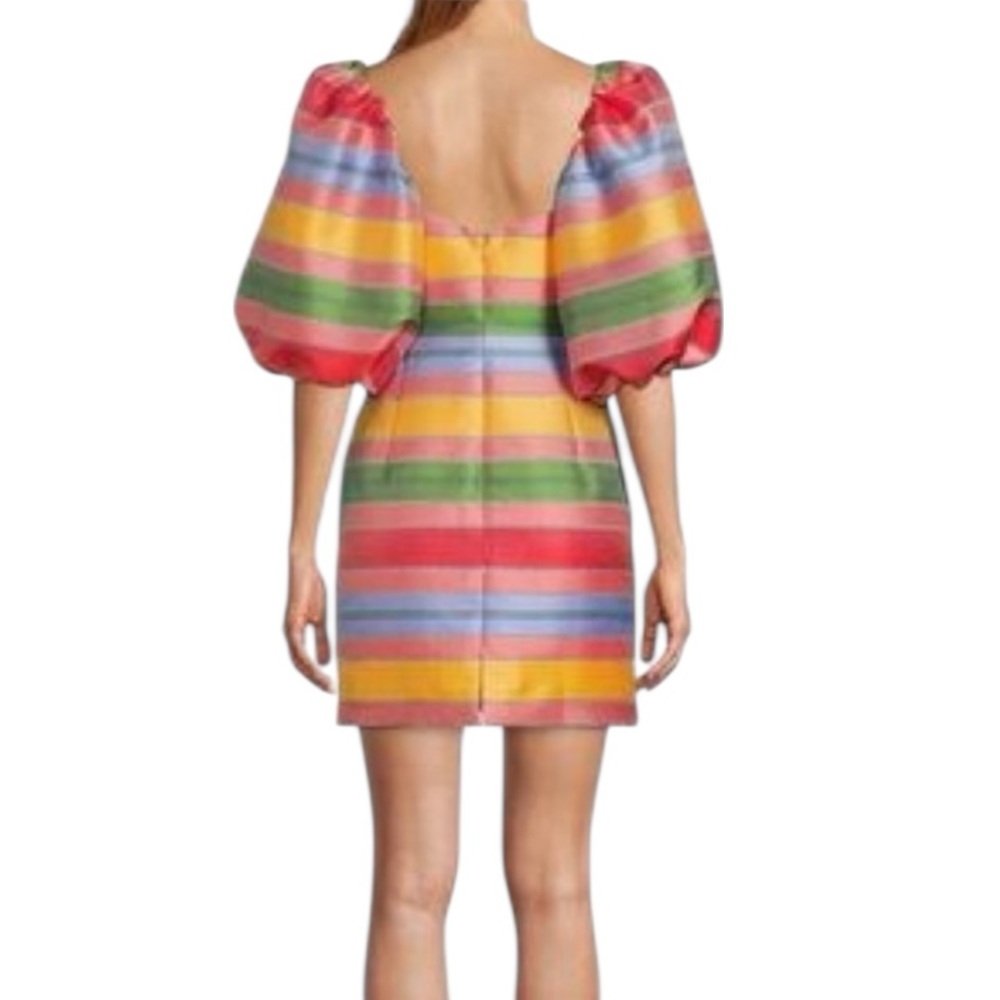 Antonio Melani x The Nat Note Nell Striped Jacquard Puff Sleeve Dress 2 NWT - Picture 3 of 9